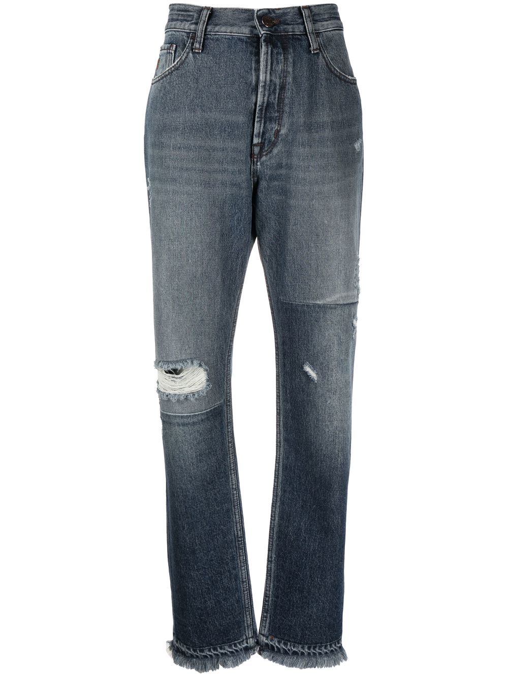 Jacob Cohën distressed high-rise straight leg jeans - Blue von Jacob Cohën