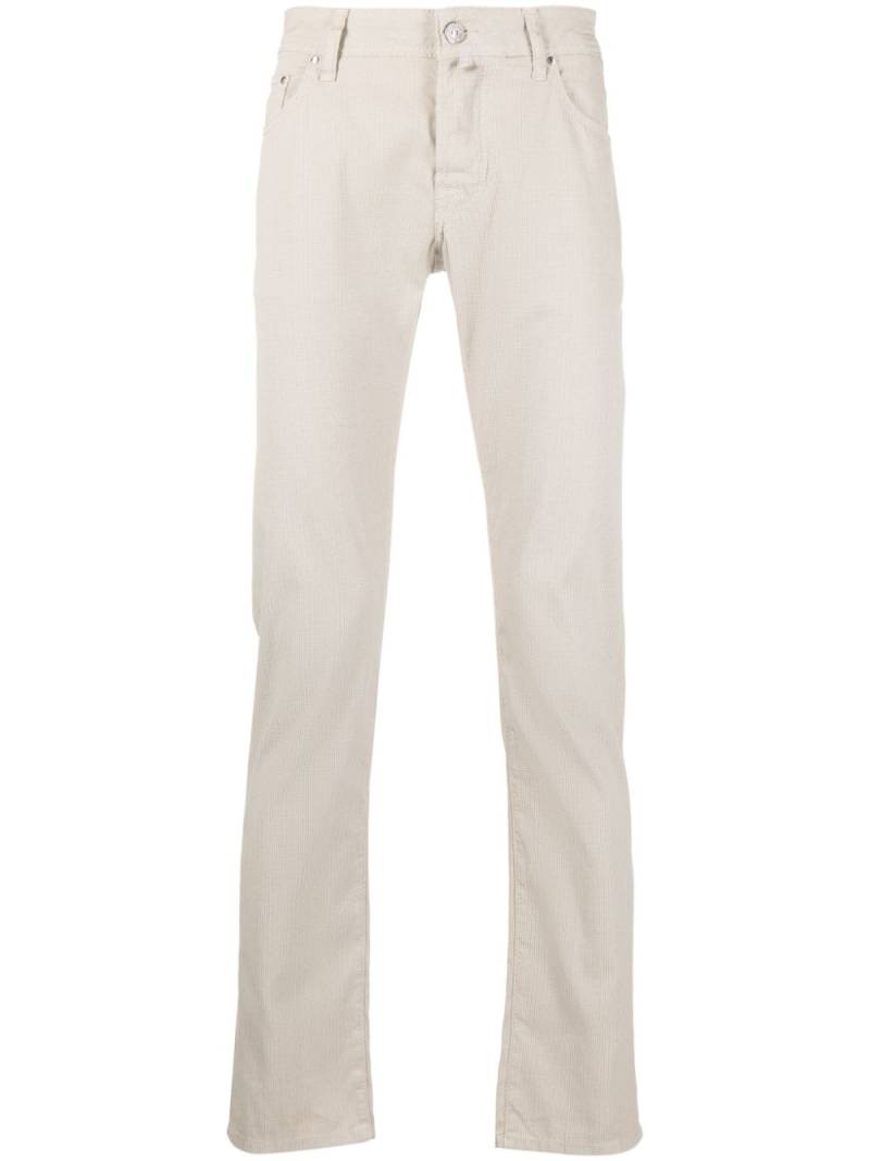 Jacob Cohën embroidered-logo straight-leg trousers - Neutrals von Jacob Cohën