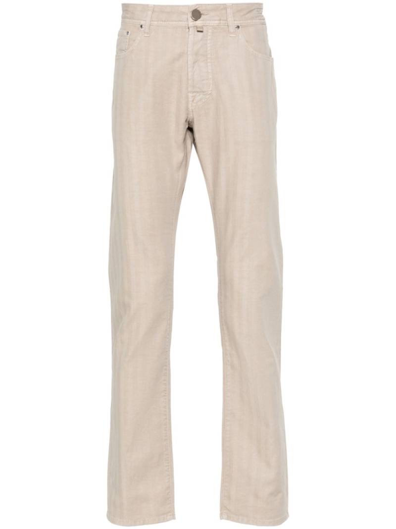 Jacob Cohën herringbone tapered-leg trousers - Neutrals von Jacob Cohën