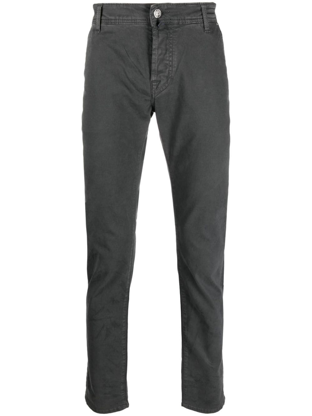 Jacob Cohën logo-patch cotton blend tapered jeans - Grey von Jacob Cohën
