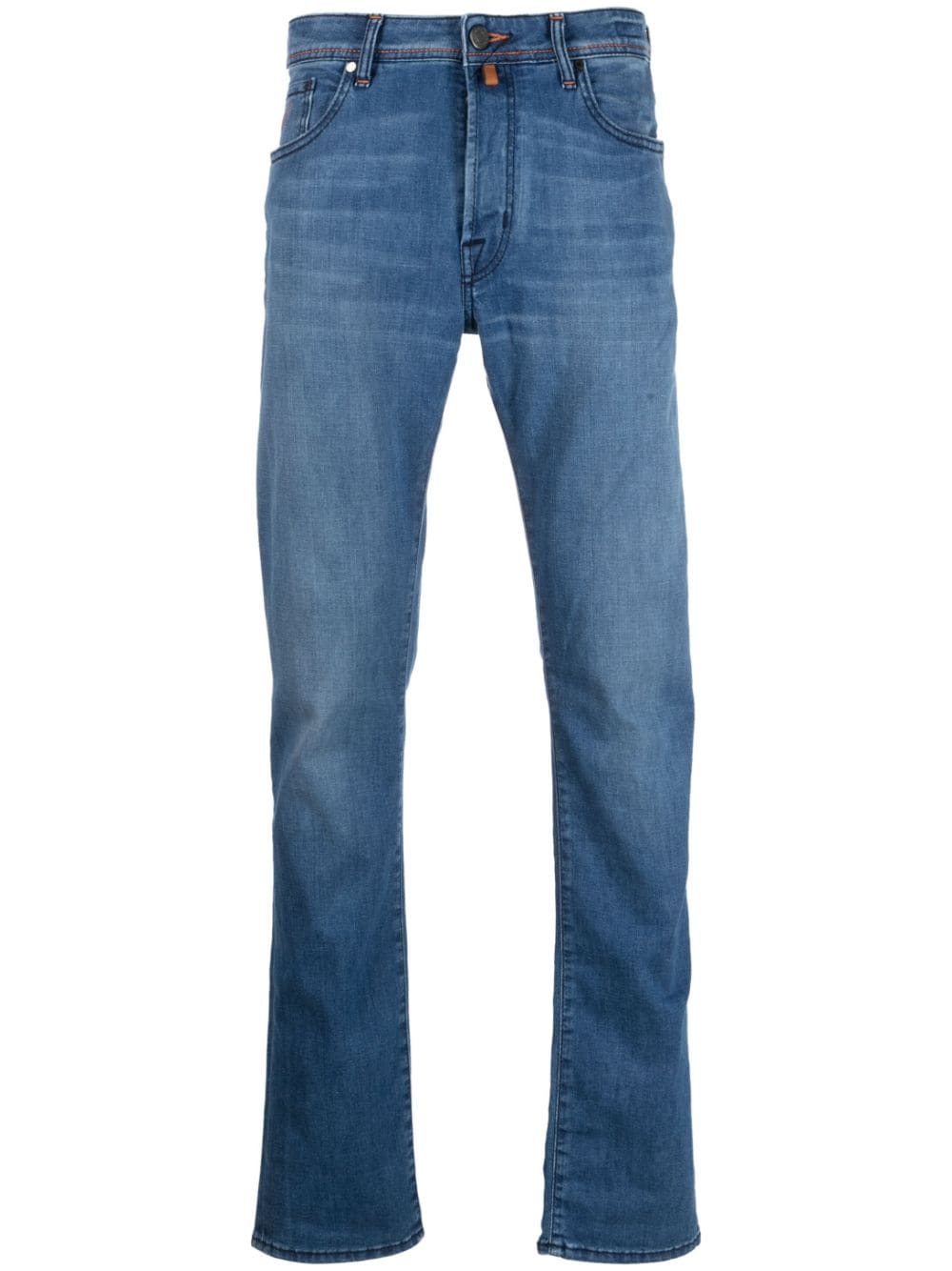 Jacob Cohën logo-patch slim-cut jeans - Blue von Jacob Cohën