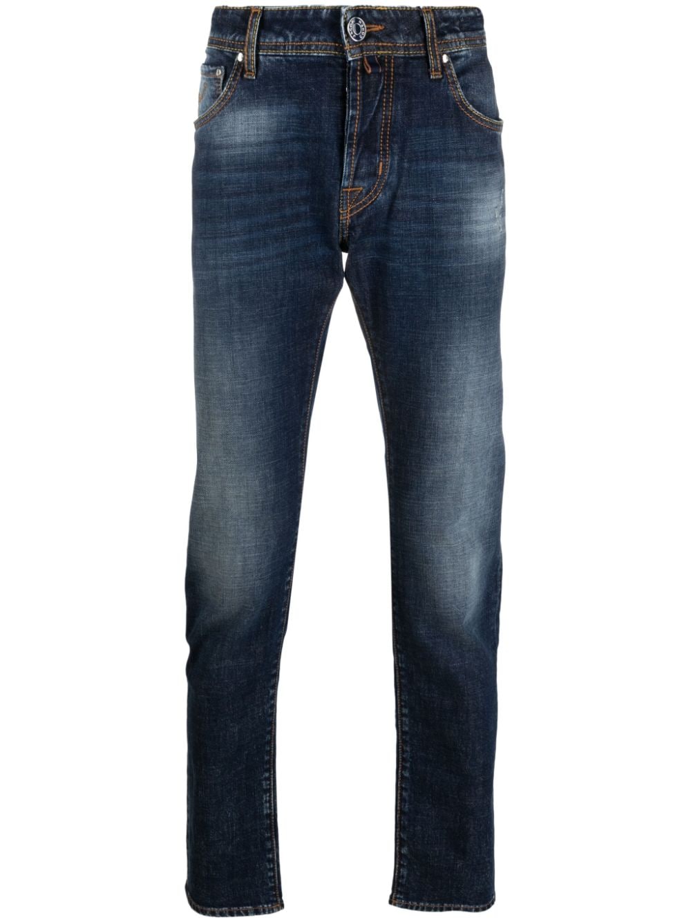 Jacob Cohën logo-patch straight-leg jeans - Blue von Jacob Cohën