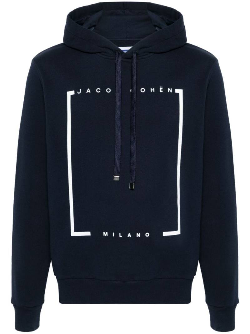 Jacob Cohën logo-print cotton hoodie - Blue von Jacob Cohën