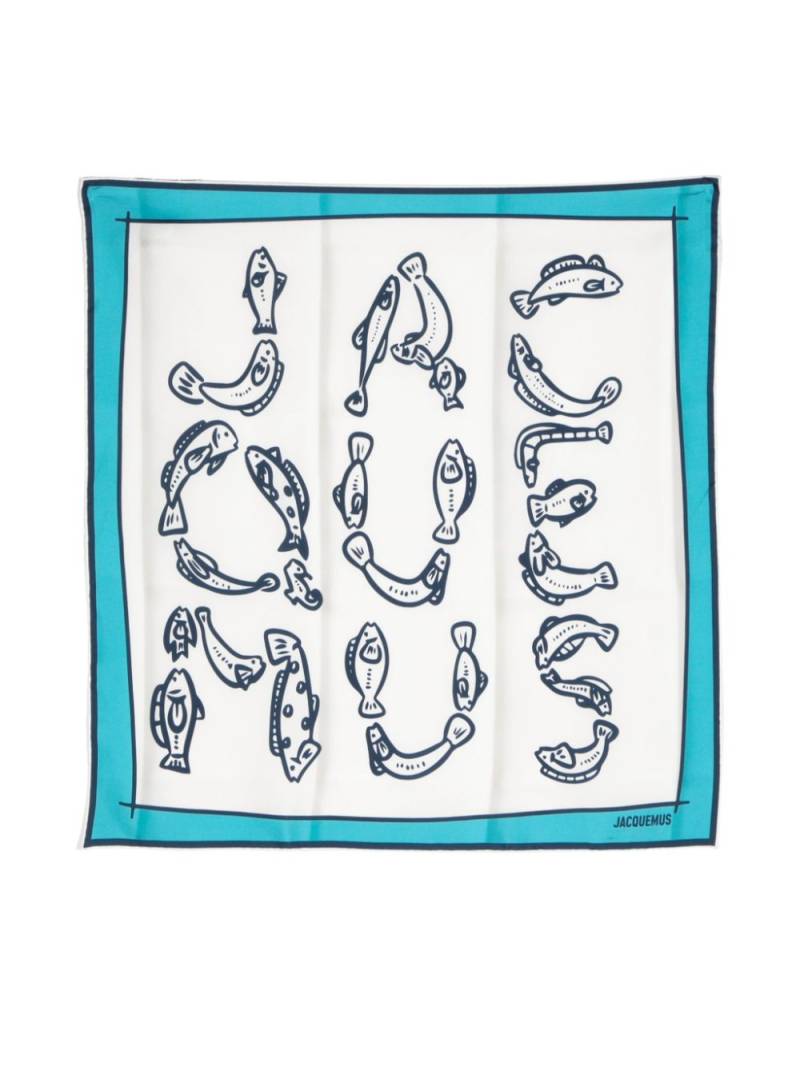 Jacquemus Fish print silk bandana - White von Jacquemus