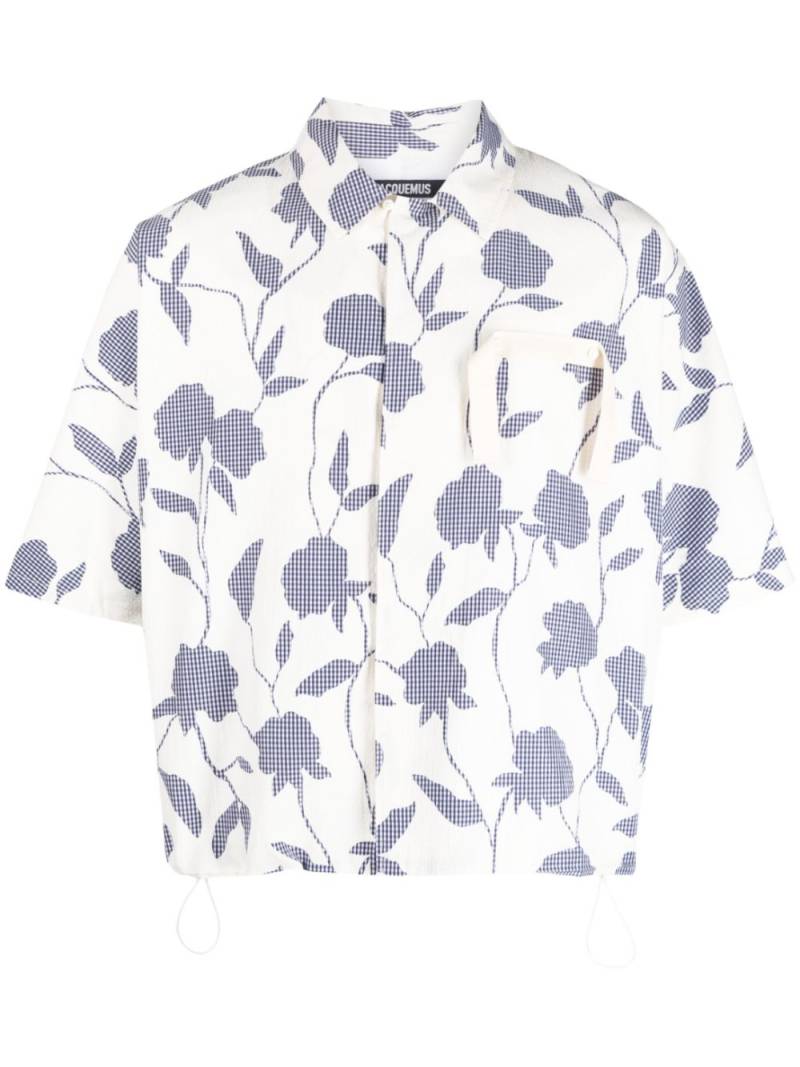 Jacquemus La Chemise Disgreghi rose-print shirt - White von Jacquemus