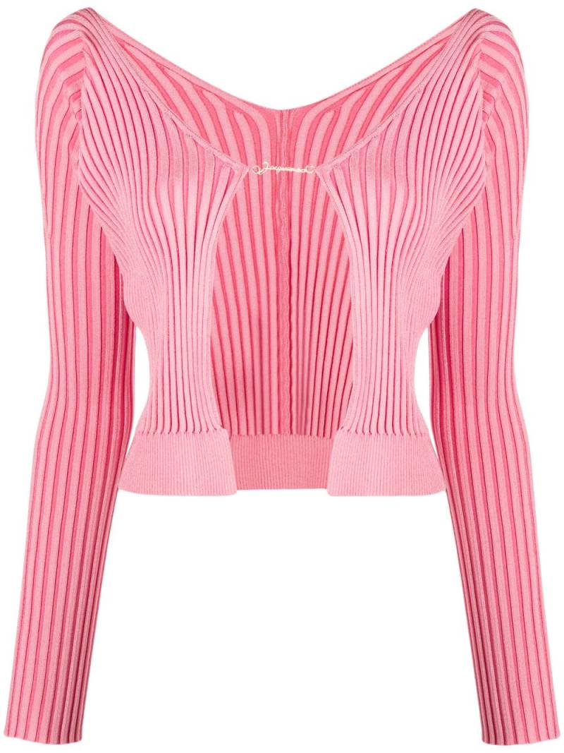 Jacquemus La Maille Pralù ribbed cardigan - Pink von Jacquemus