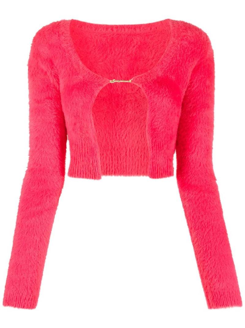 Jacquemus La Maille logo-charm cropped knitted cardigan - Pink von Jacquemus