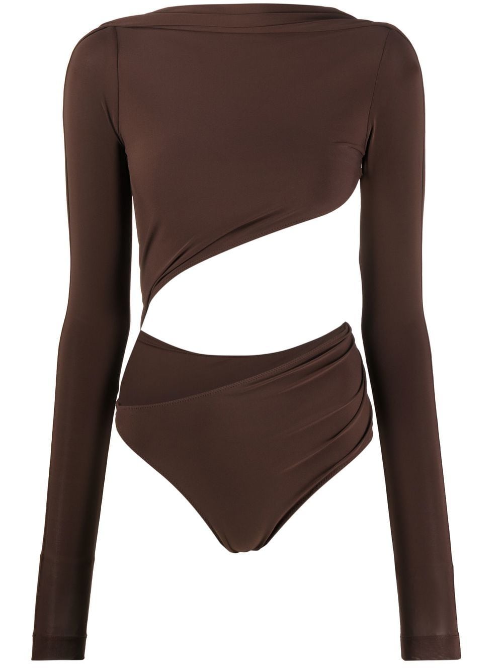 Jacquemus asymmetric cropped bodysuit - Brown von Jacquemus