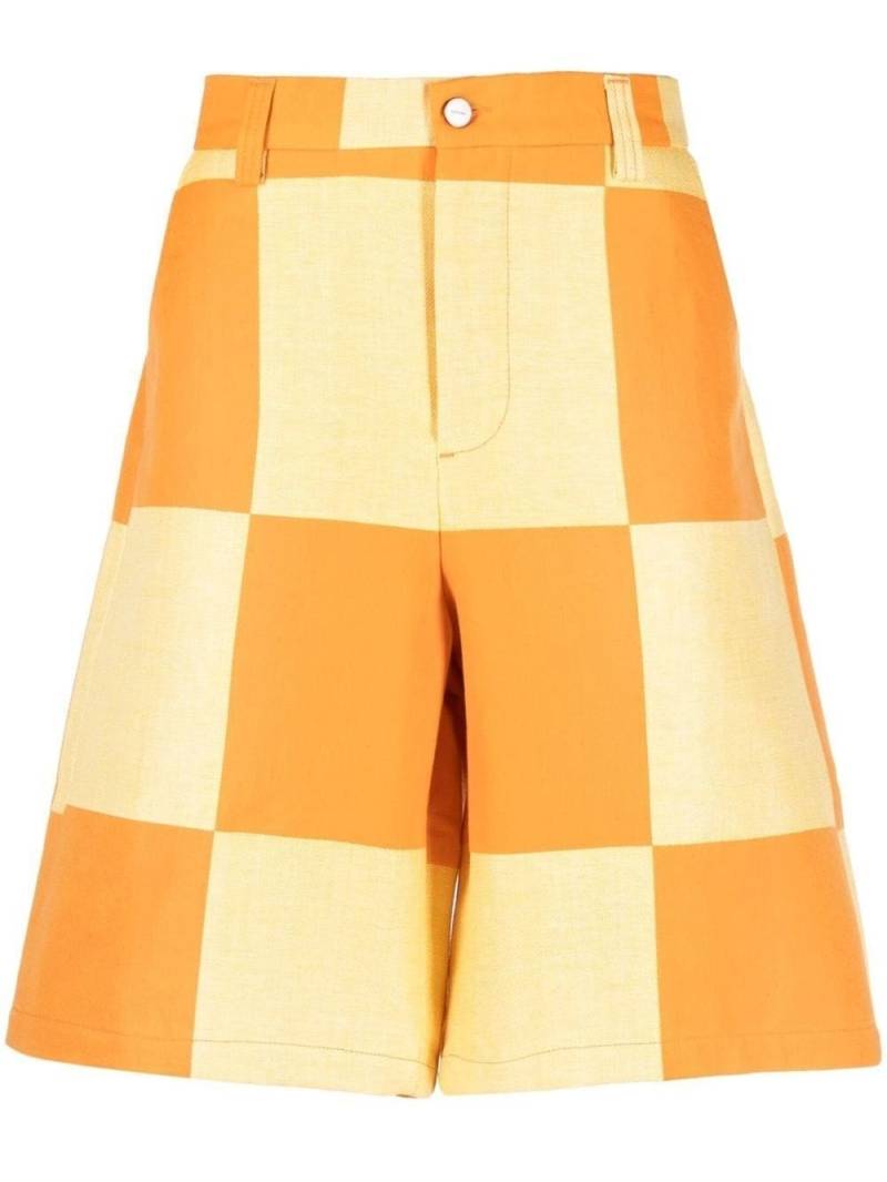 Jacquemus checkerboard-print knee-length shorts - Yellow von Jacquemus