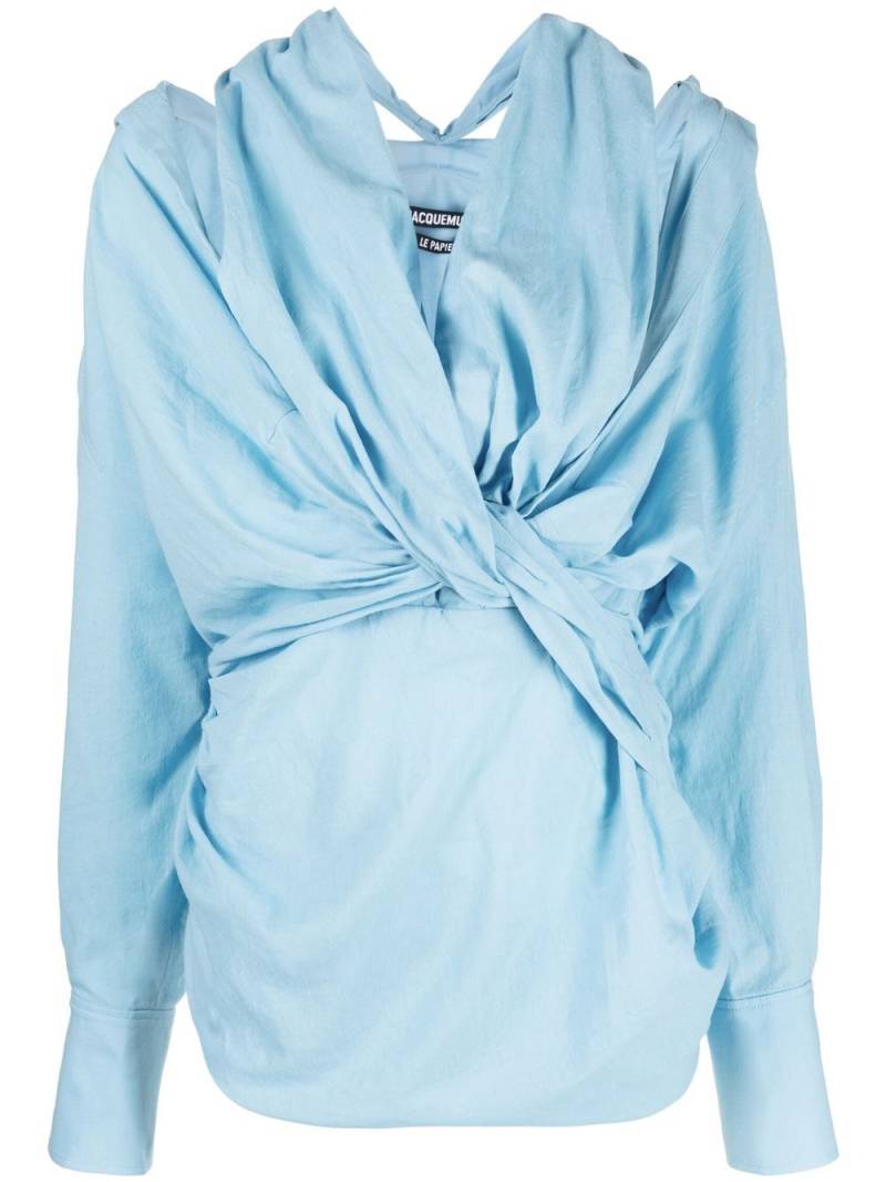 Jacquemus knot-detail shirt dress - Blue von Jacquemus