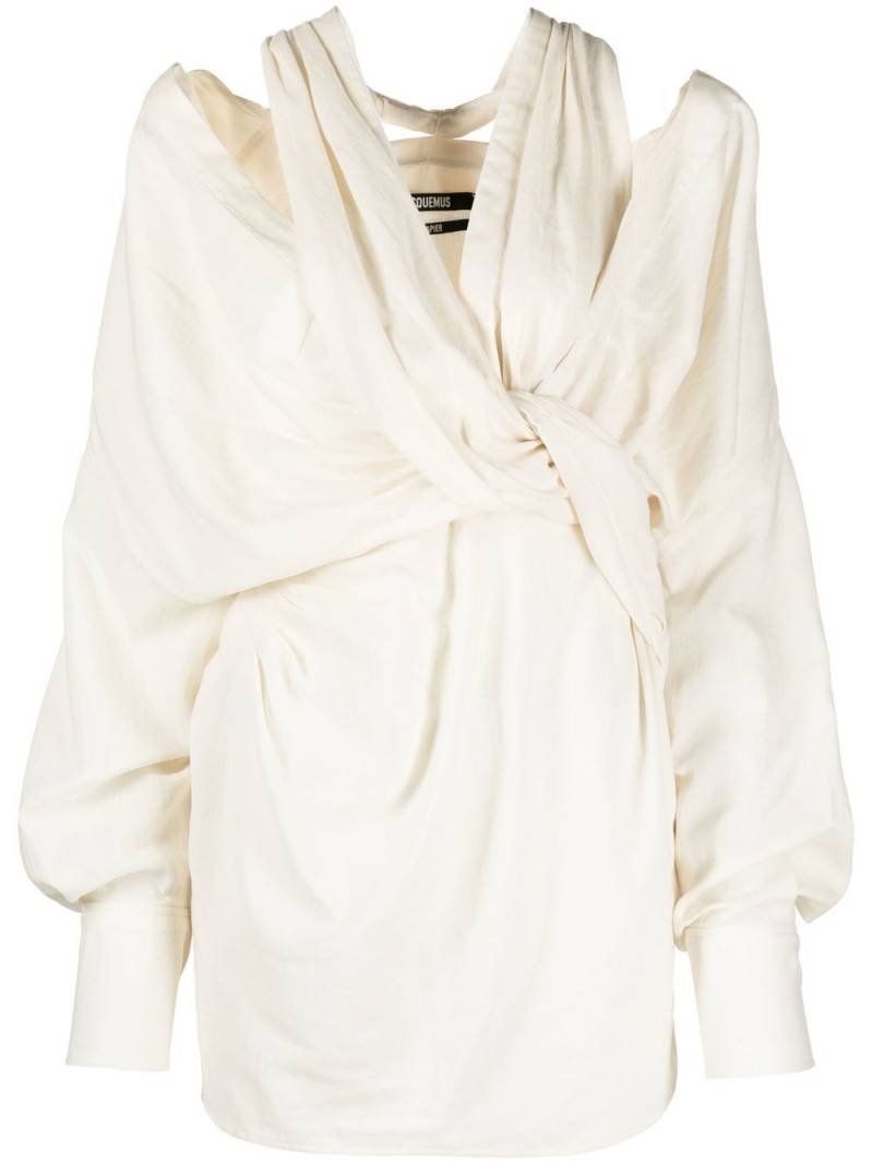 Jacquemus La Robe Agui draped minidress - Neutrals von Jacquemus