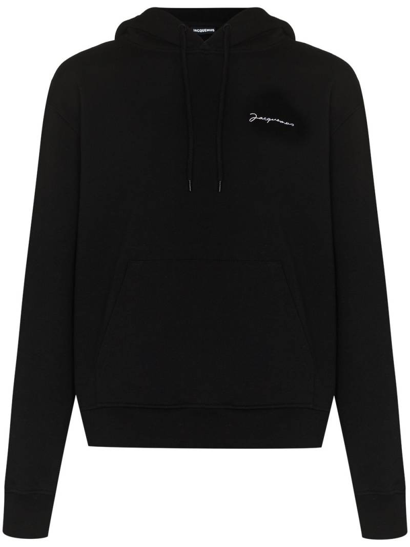 Jacquemus logo-embroidered cotton hoodie - Black von Jacquemus