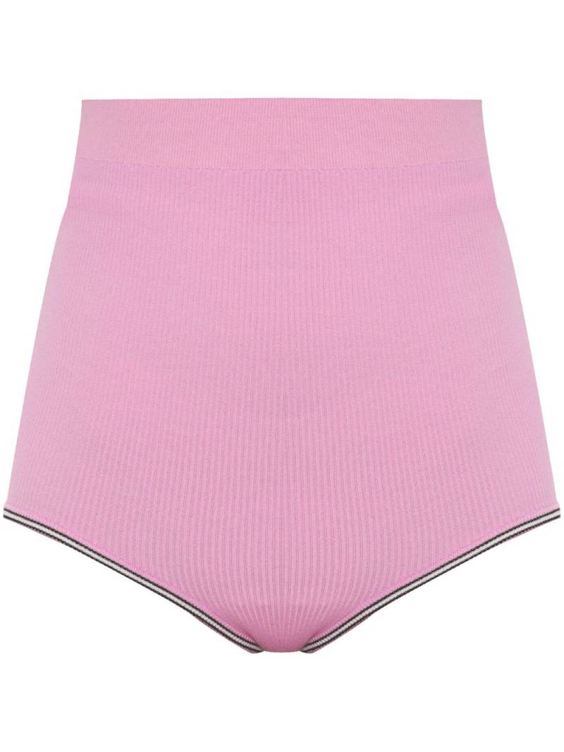 Jacquemus ribbed-knit mini shorts - Pink von Jacquemus