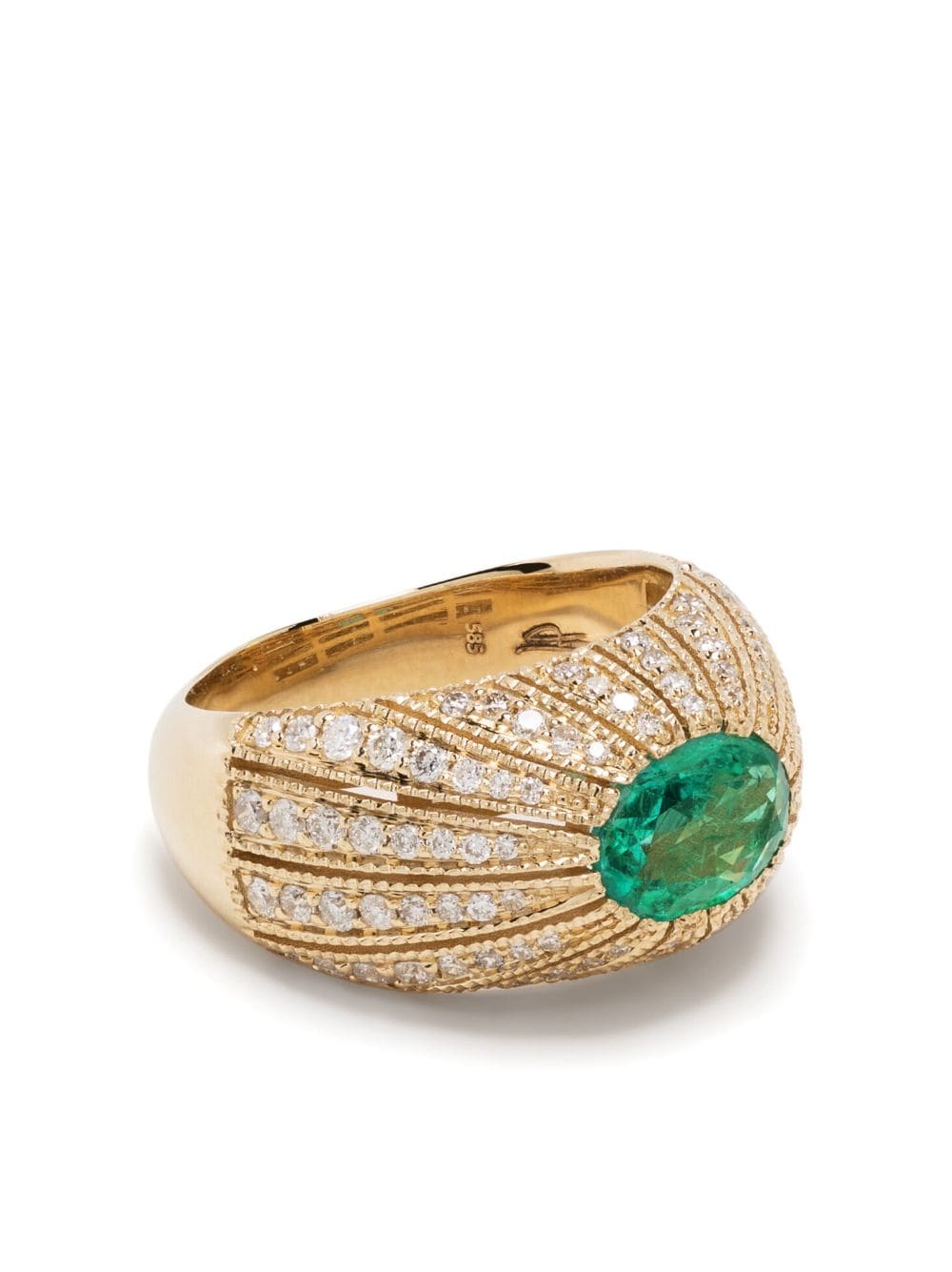 Jacquie Aiche 14kt yellow gold emerald and diamond ring von Jacquie Aiche