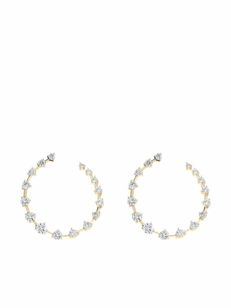 Jade Trau 18kt yellow gold diamond crescent hoops von Jade Trau