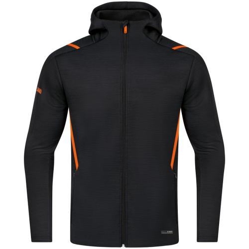 Jako Freizeitjacke Challenge mit Kapuze - schwarz meliert/neonorange (Grösse: 44) von Jako