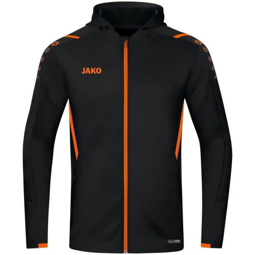 Jako Trainingsjacke Challenge mit Kapuze - schwarz/neonorange (Grösse: 34) von Jako