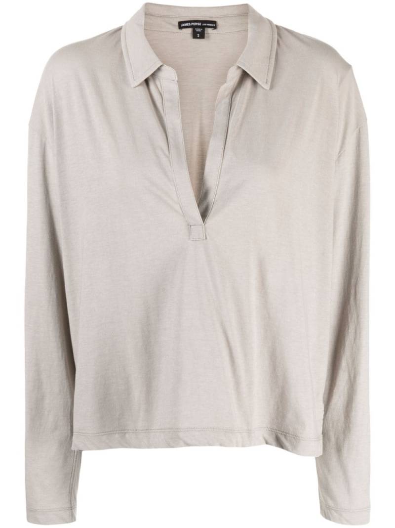 James Perse split-neck jersey top - Neutrals von James Perse