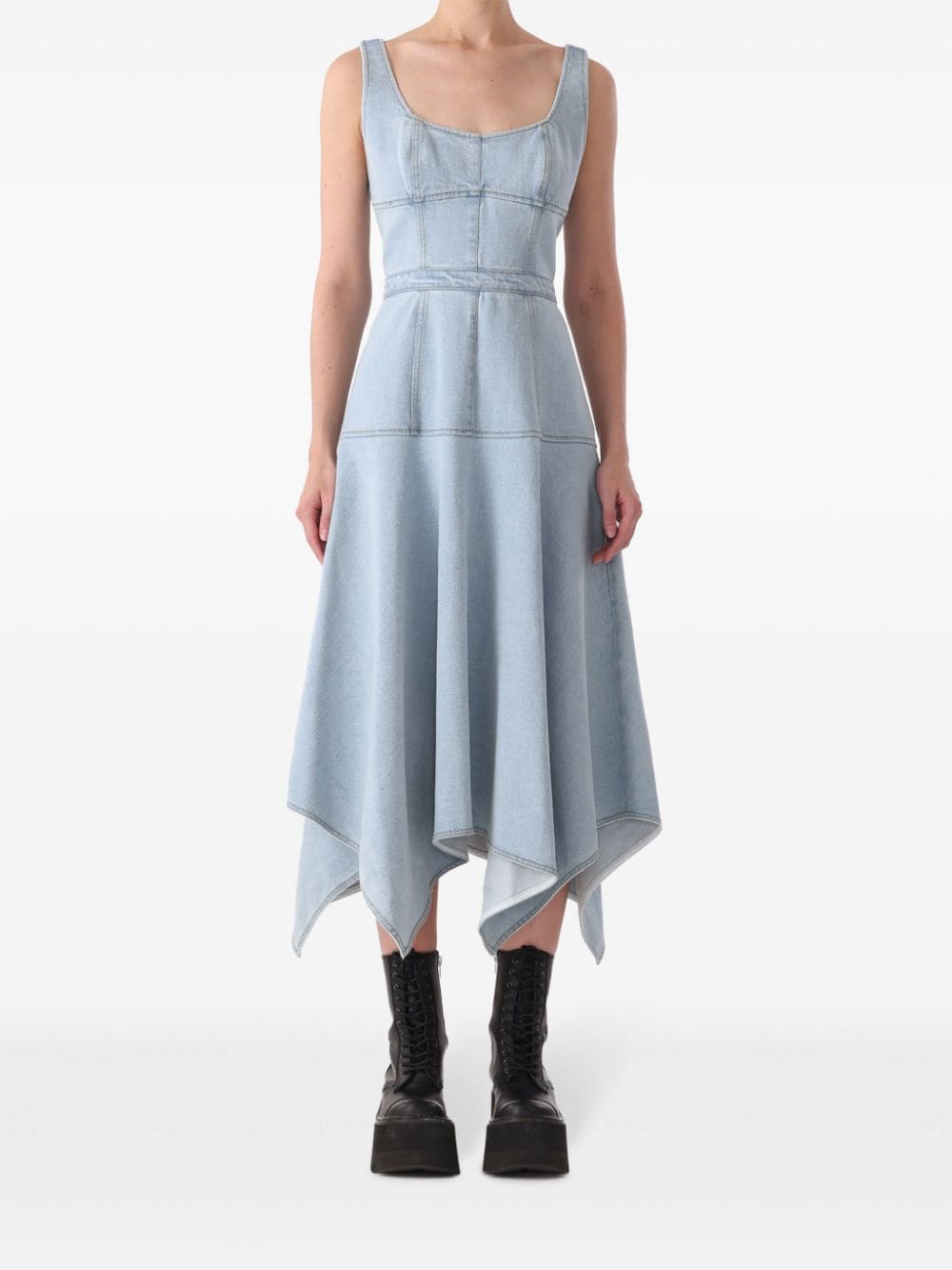 Jason Wu asymmetric-hem denim midi dress - Blue von Jason Wu