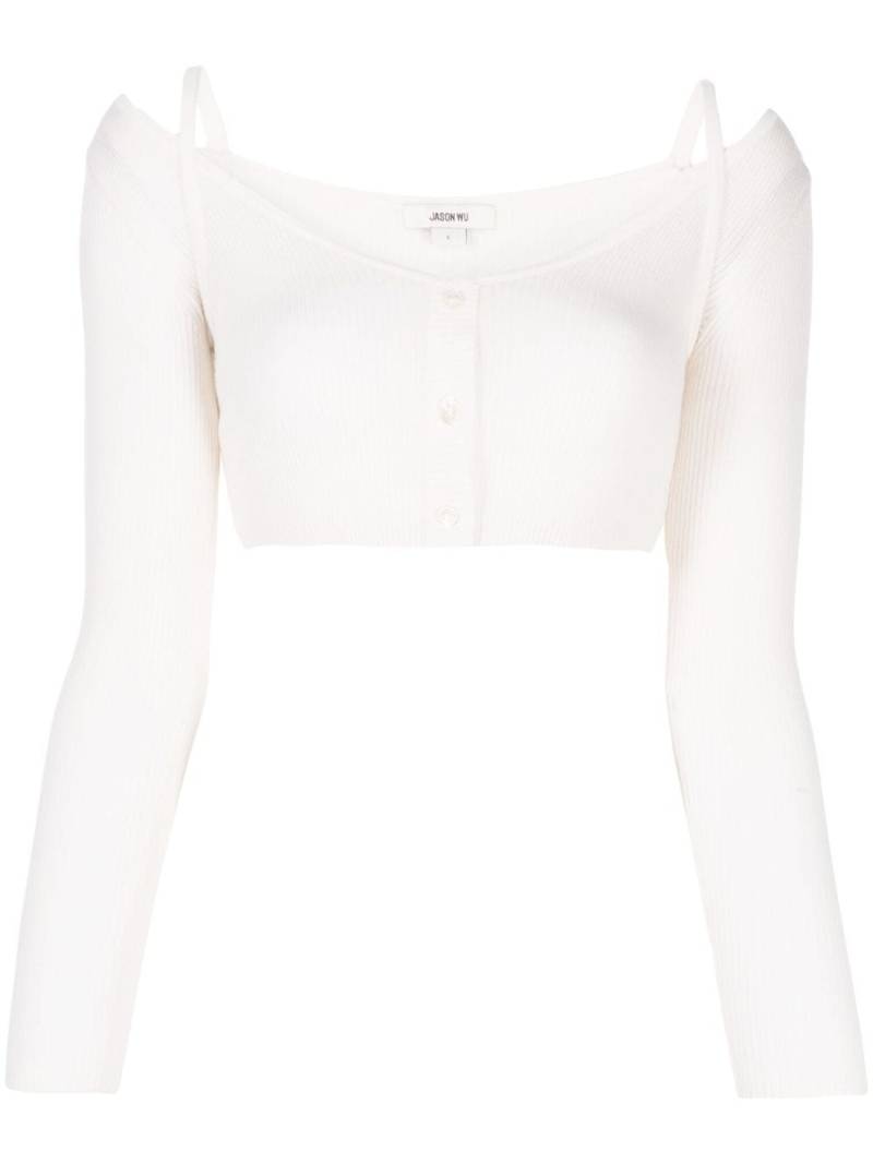 Jason Wu rib-knit long-sleeved crop-top - White von Jason Wu