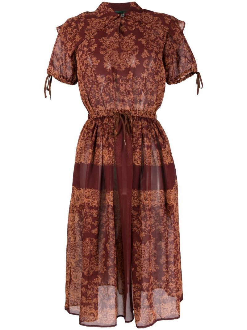 Jean Paul Gaultier Pre-Owned 1980s abstract-print midi dress - Brown von Jean Paul Gaultier Pre-Owned