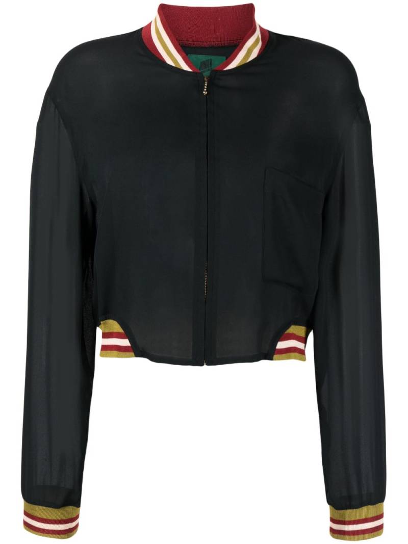 Jean Paul Gaultier Pre-Owned 1980s striped edges sheer bomber jacket - Black von Jean Paul Gaultier Pre-Owned