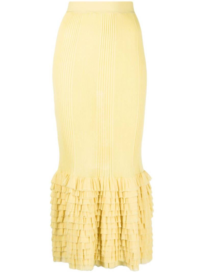 Jean Paul Gaultier Pre-Owned 1986 ruffled hem midi skirt - Yellow von Jean Paul Gaultier Pre-Owned