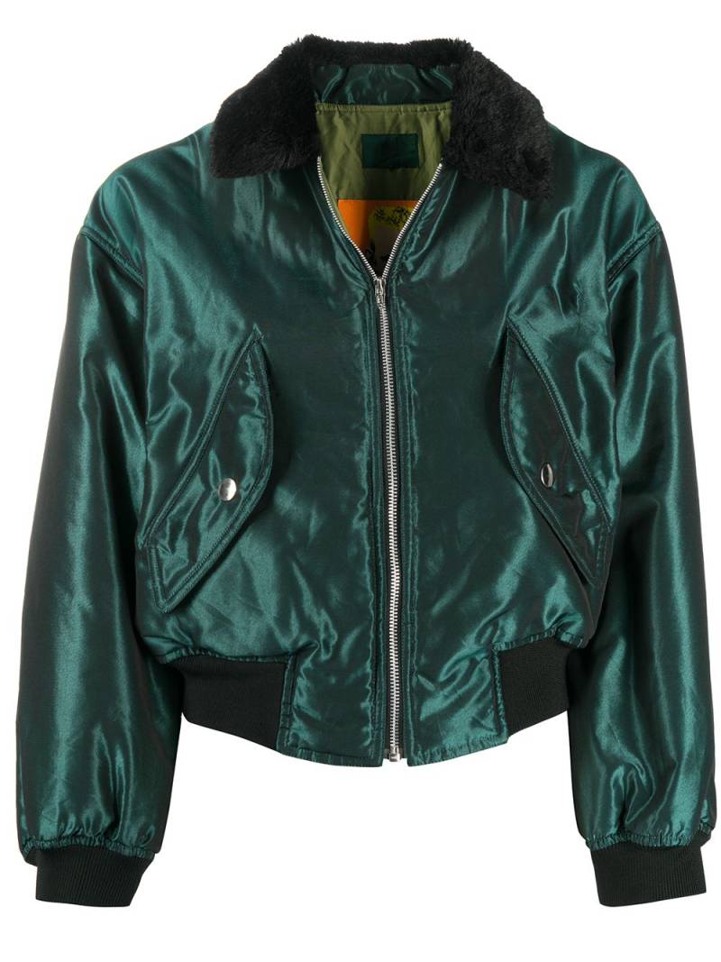 Jean Paul Gaultier Pre-Owned 1988 iridescent relaxed bomber jacket - Green von Jean Paul Gaultier Pre-Owned