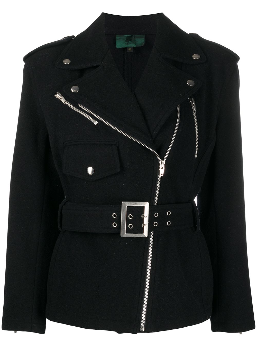 Jean Paul Gaultier Pre-Owned 1990s belted biker jacket - Black von Jean Paul Gaultier Pre-Owned