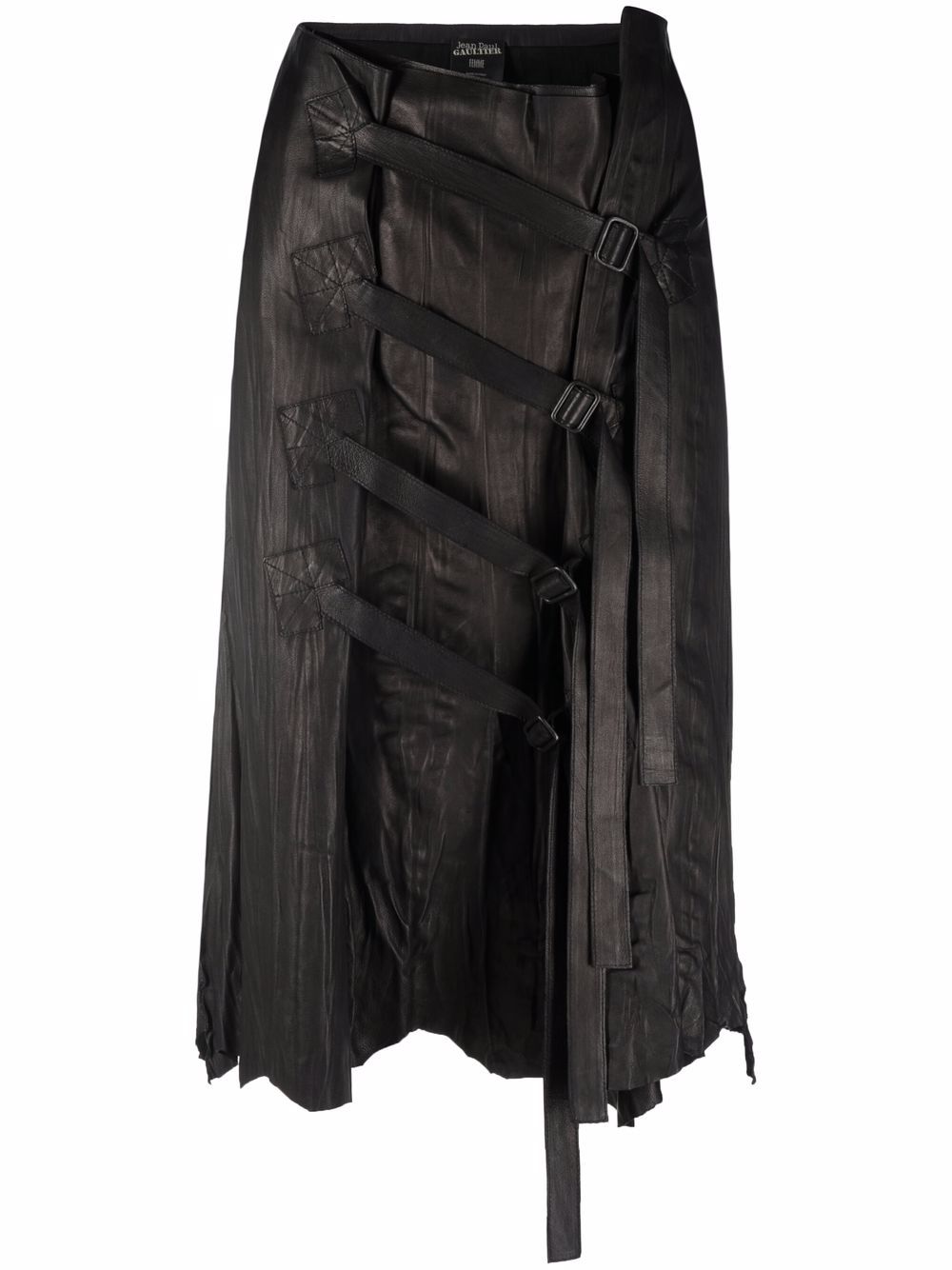 Jean Paul Gaultier Pre-Owned 1990s buckled leather skirt - Brown von Jean Paul Gaultier Pre-Owned