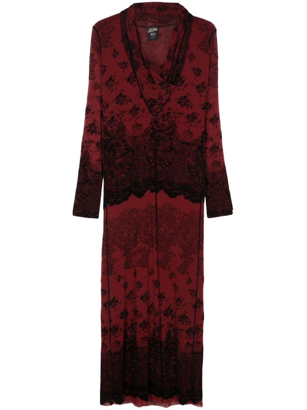 Jean Paul Gaultier Pre-Owned 1990s floral velvet-detail dress - Red von Jean Paul Gaultier Pre-Owned