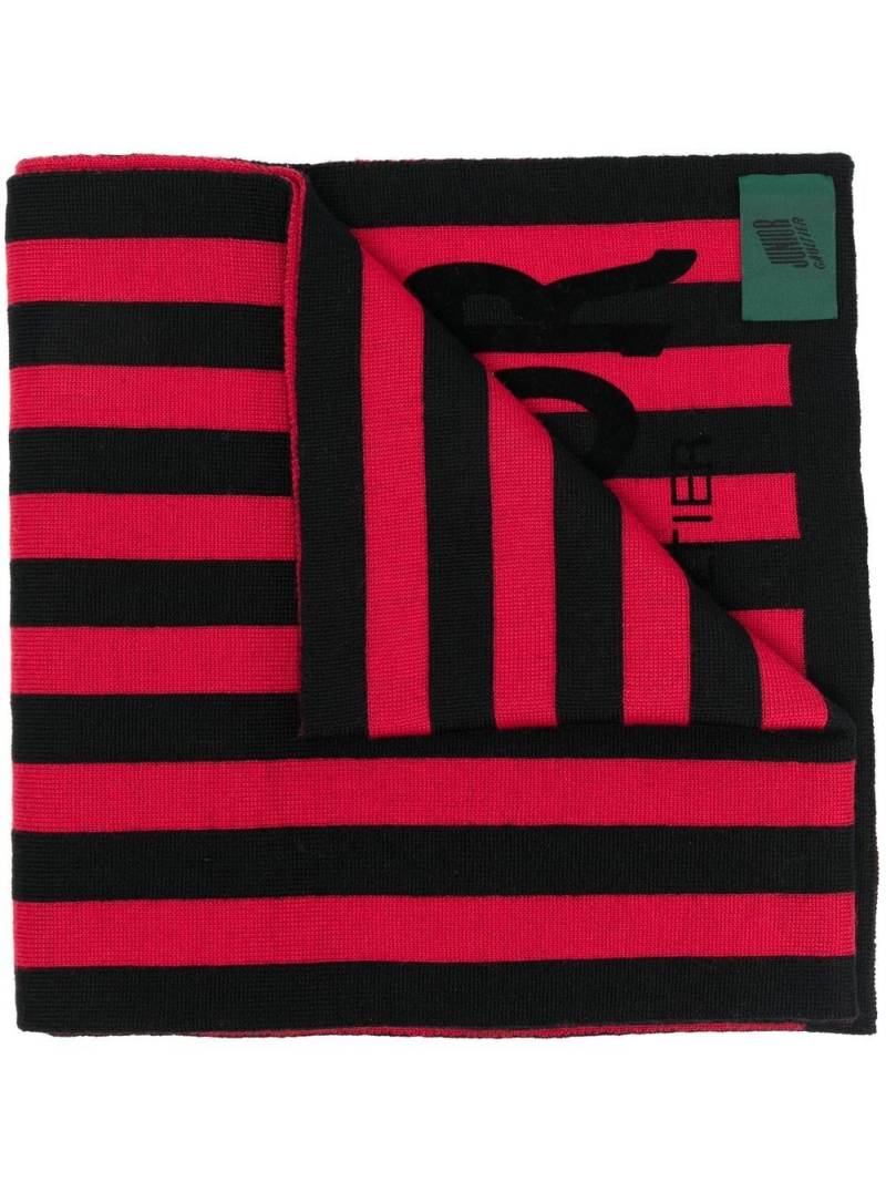 Jean Paul Gaultier Pre-Owned 1990s logo-print striped scarf - Black von Jean Paul Gaultier Pre-Owned