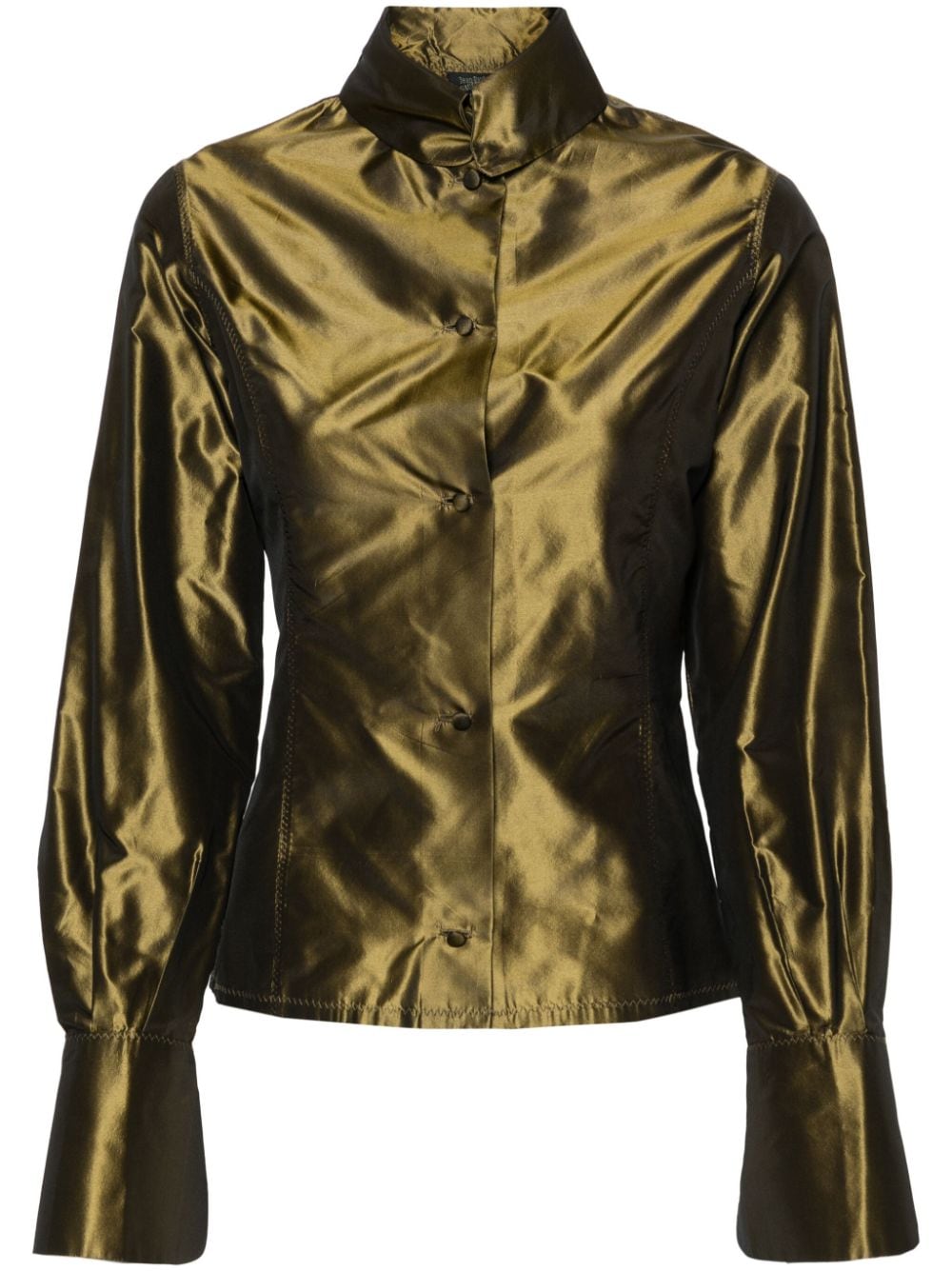 Jean Paul Gaultier Pre-Owned 1990s metallic-sheen silk shirt - Green von Jean Paul Gaultier Pre-Owned