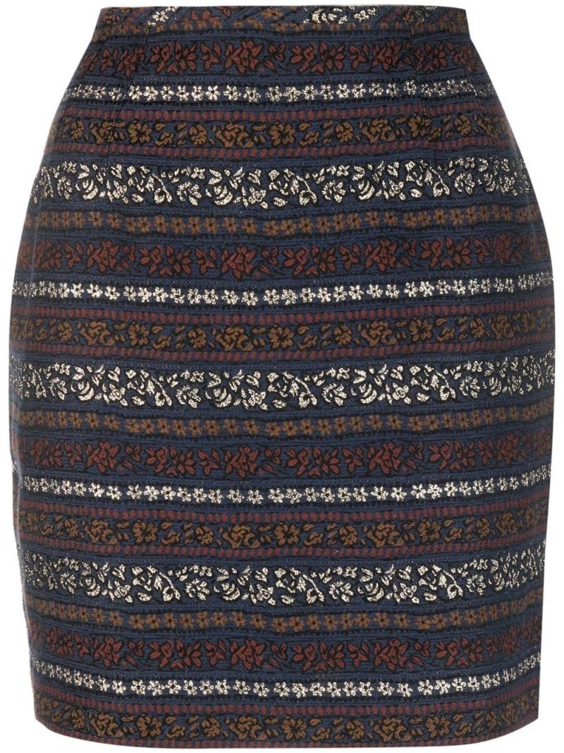 Jean Paul Gaultier Pre-Owned 1990s patterned-jacquard skirt - Blue von Jean Paul Gaultier Pre-Owned