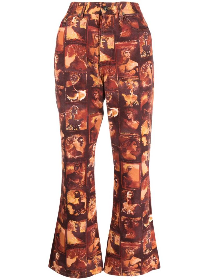 Jean Paul Gaultier Pre-Owned 1990s sculpture-print flared cropped trousers von Jean Paul Gaultier Pre-Owned