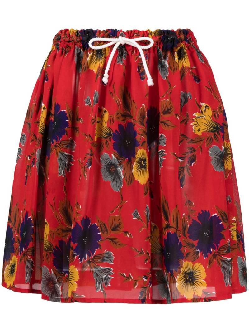 Jean Paul Gaultier Pre-Owned 1991 drawstring floral skirt - Red von Jean Paul Gaultier Pre-Owned