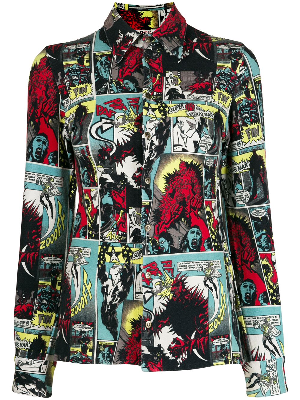 Jean Paul Gaultier Pre-Owned 1995 cartoon print shirt - Black von Jean Paul Gaultier Pre-Owned