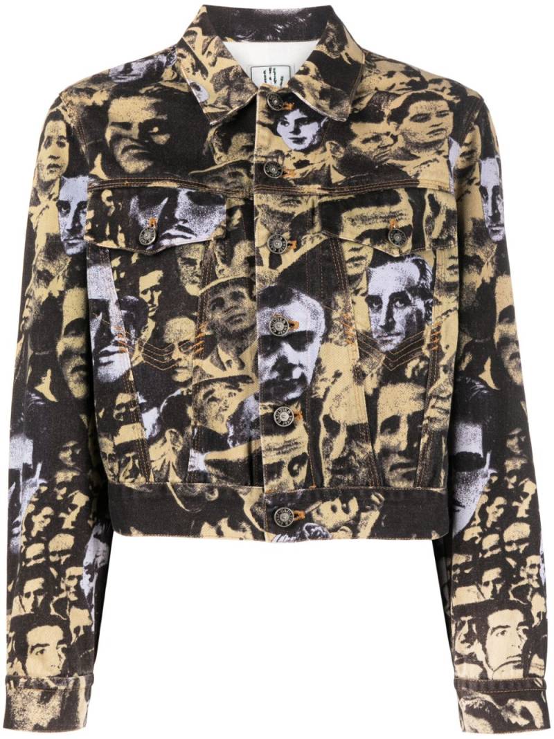 Jean Paul Gaultier Pre-Owned 1997 faces print denim jacket - Neutrals von Jean Paul Gaultier Pre-Owned