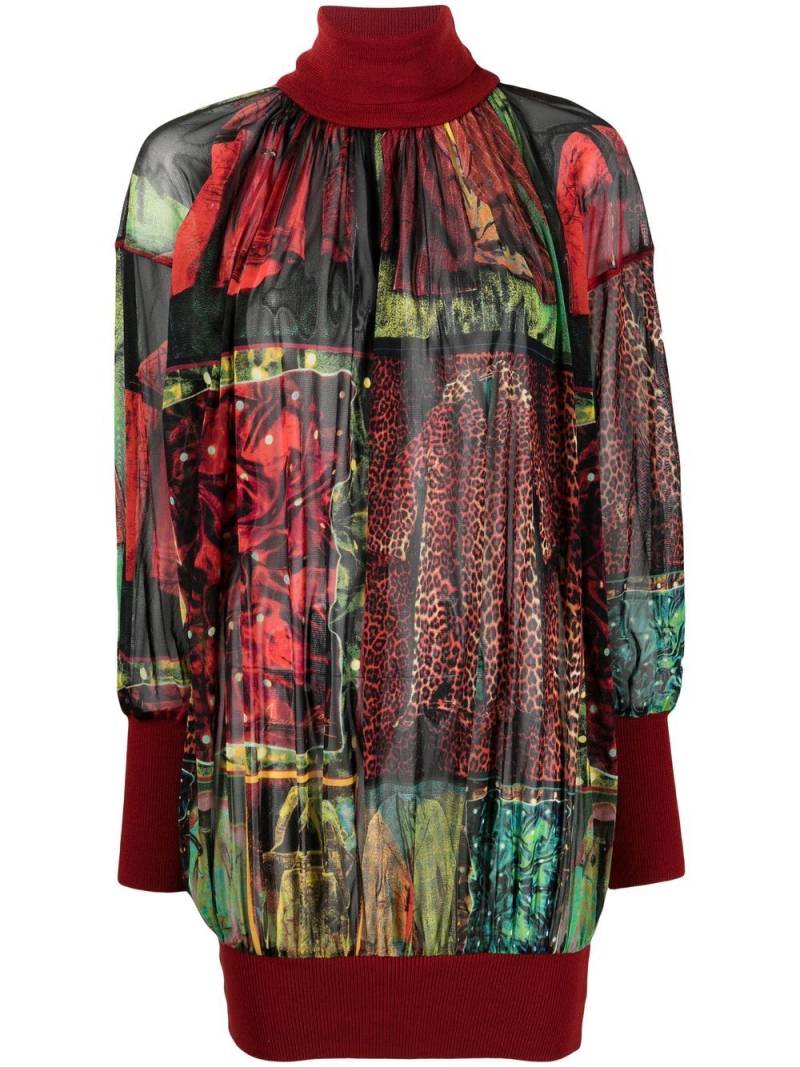 Jean Paul Gaultier Pre-Owned 2000s graphic-print roll-neck blouse - Red von Jean Paul Gaultier Pre-Owned