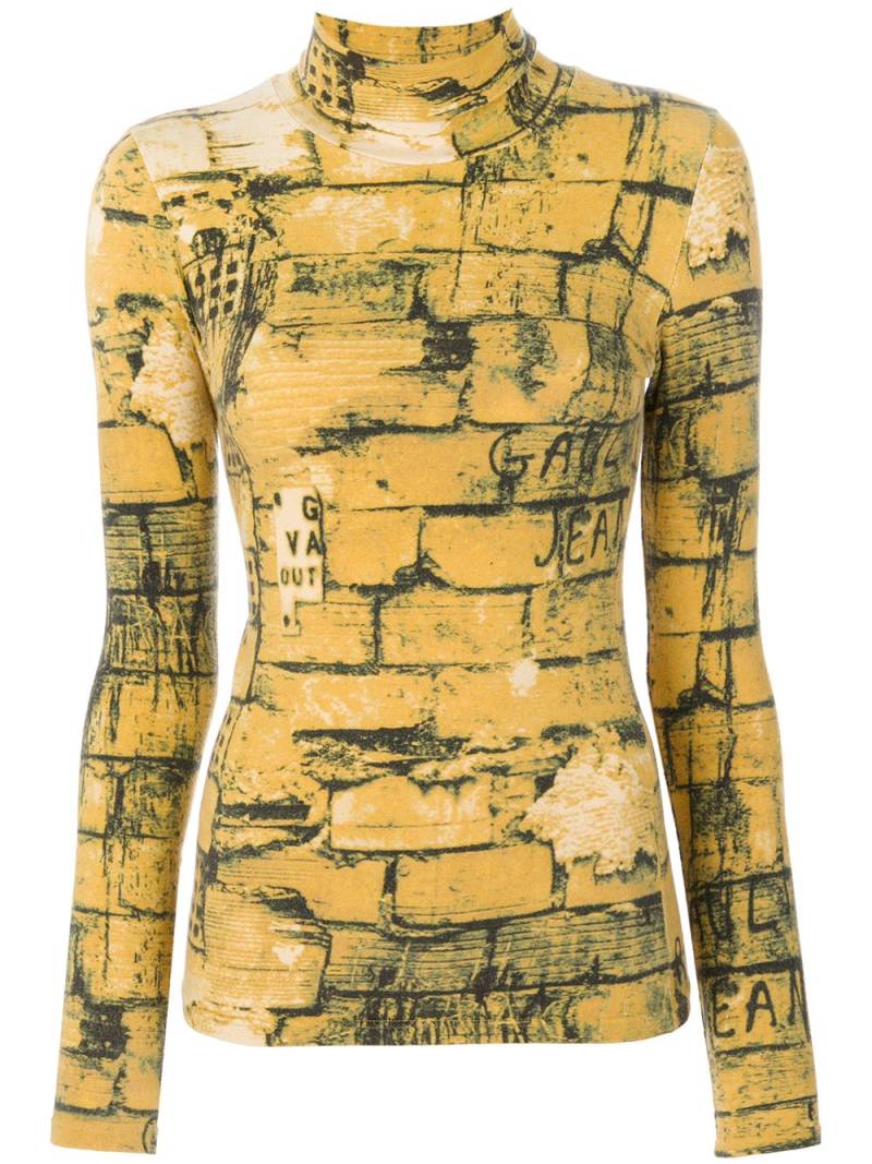 Jean Paul Gaultier Pre-Owned Bricks print top - Yellow von Jean Paul Gaultier Pre-Owned