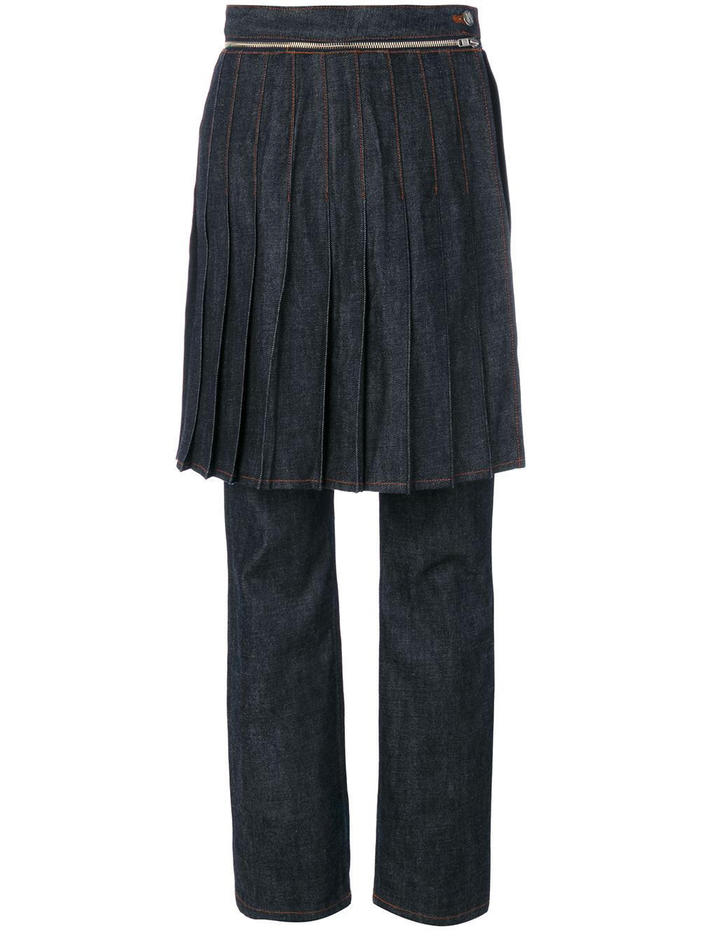 Jean Paul Gaultier Pre-Owned denim trousers with overlayed skirt - Blue von Jean Paul Gaultier Pre-Owned