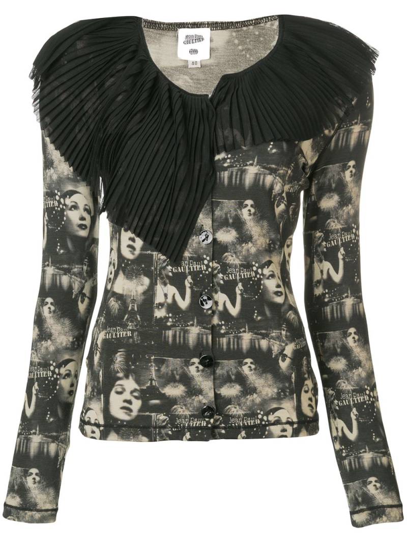 Jean Paul Gaultier Pre-Owned faces printed cardigan - Black von Jean Paul Gaultier Pre-Owned