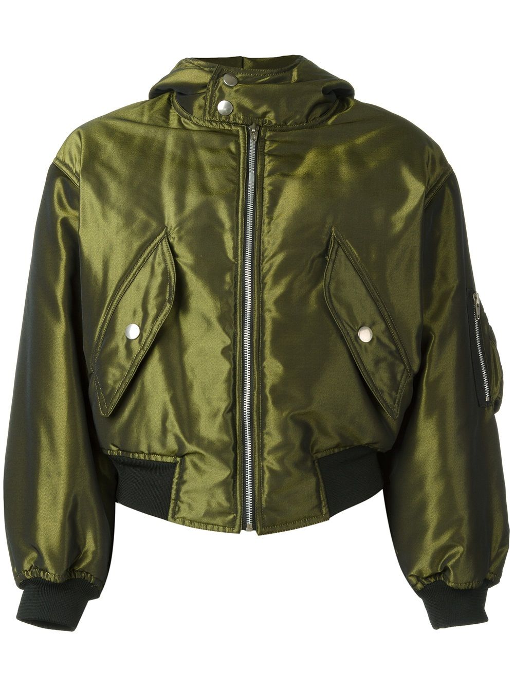 Jean Paul Gaultier Pre-Owned shiny hooded bomber jacket - Green von Jean Paul Gaultier Pre-Owned