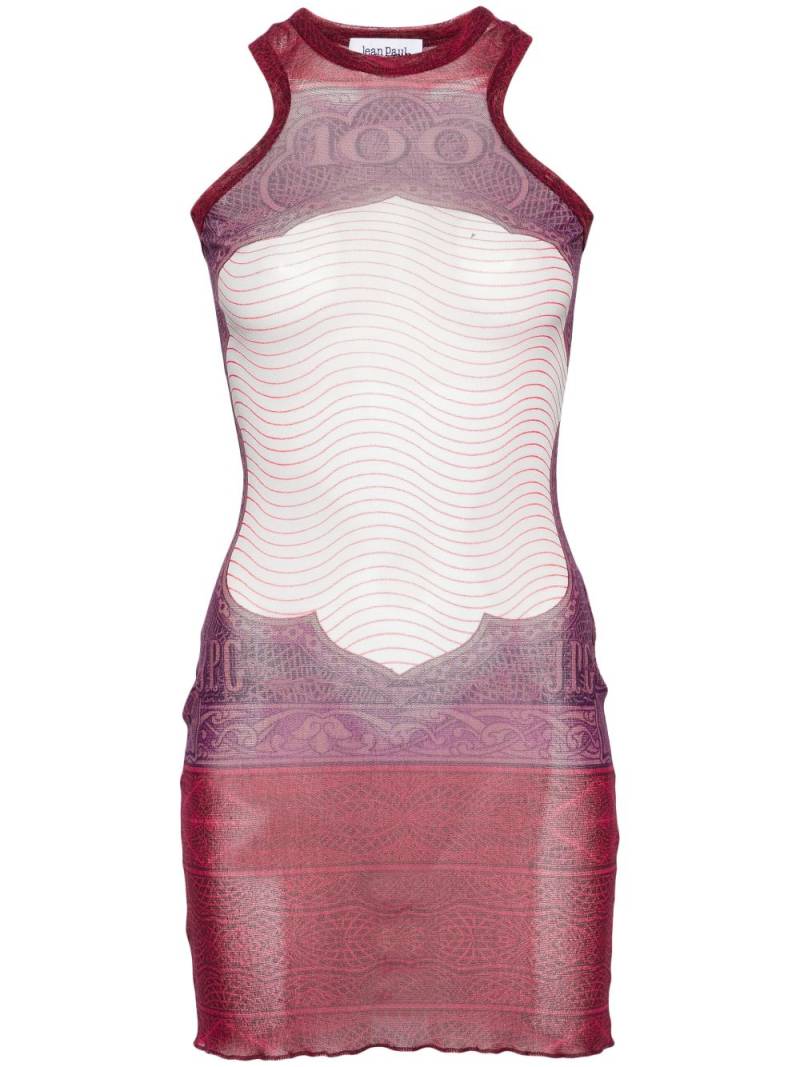 Jean Paul Gaultier Cartouche-print tulle minidress - Red von Jean Paul Gaultier