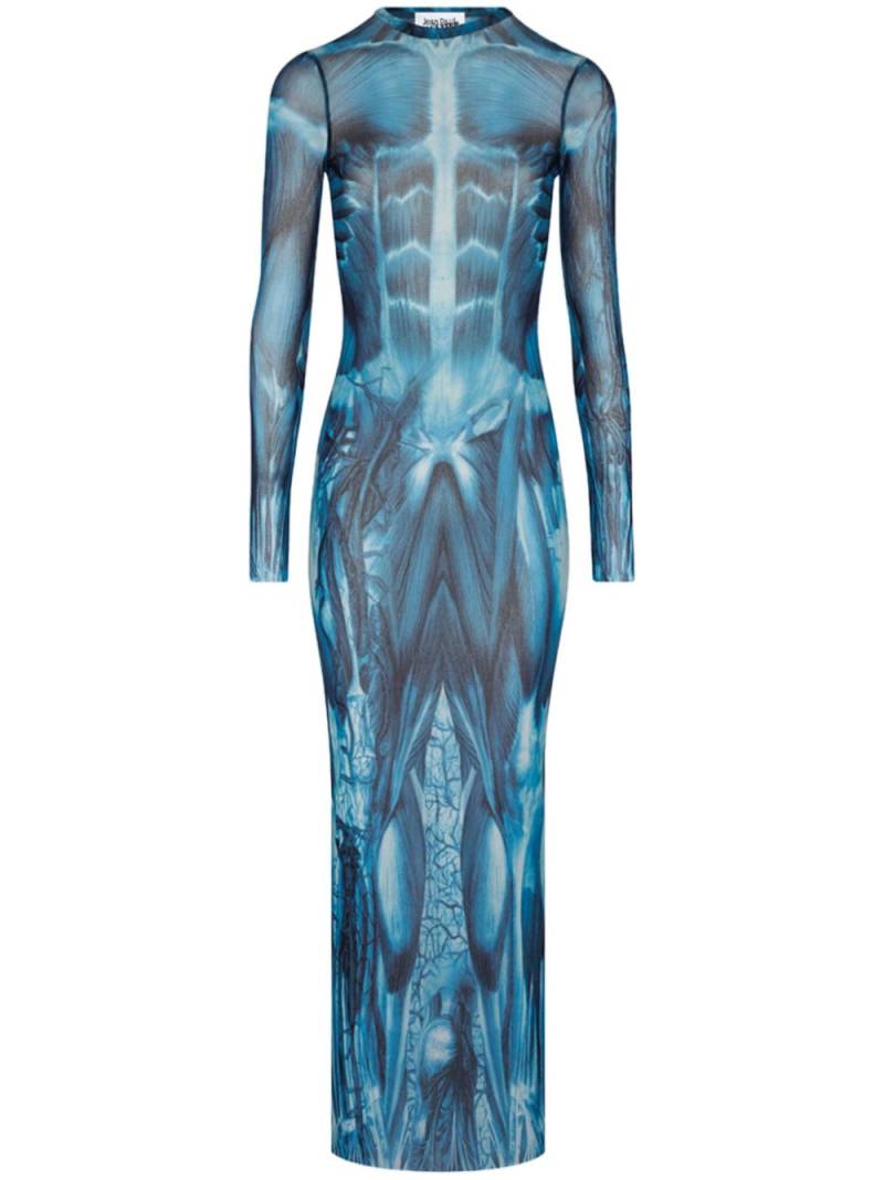 Jean Paul Gaultier Écorché-print dress - Blue von Jean Paul Gaultier