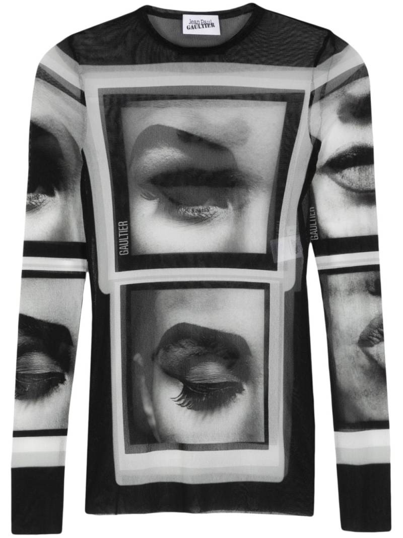 Jean Paul Gaultier Eyes And Lips mesh T-shirt - Grey von Jean Paul Gaultier