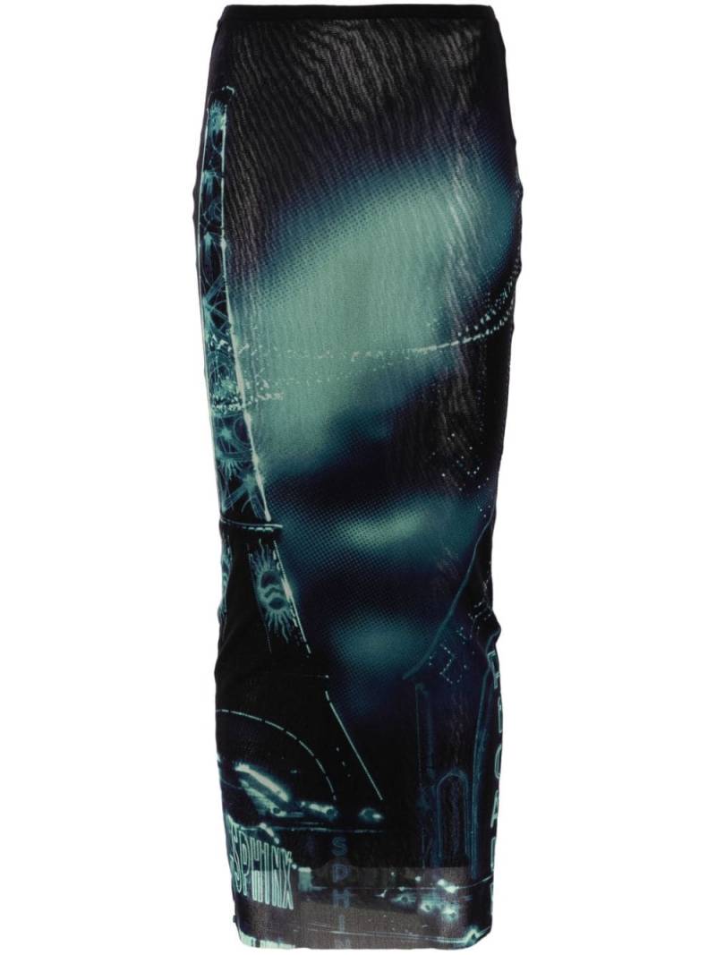 Jean Paul Gaultier Pigalle-print maxi skirt - Blue von Jean Paul Gaultier