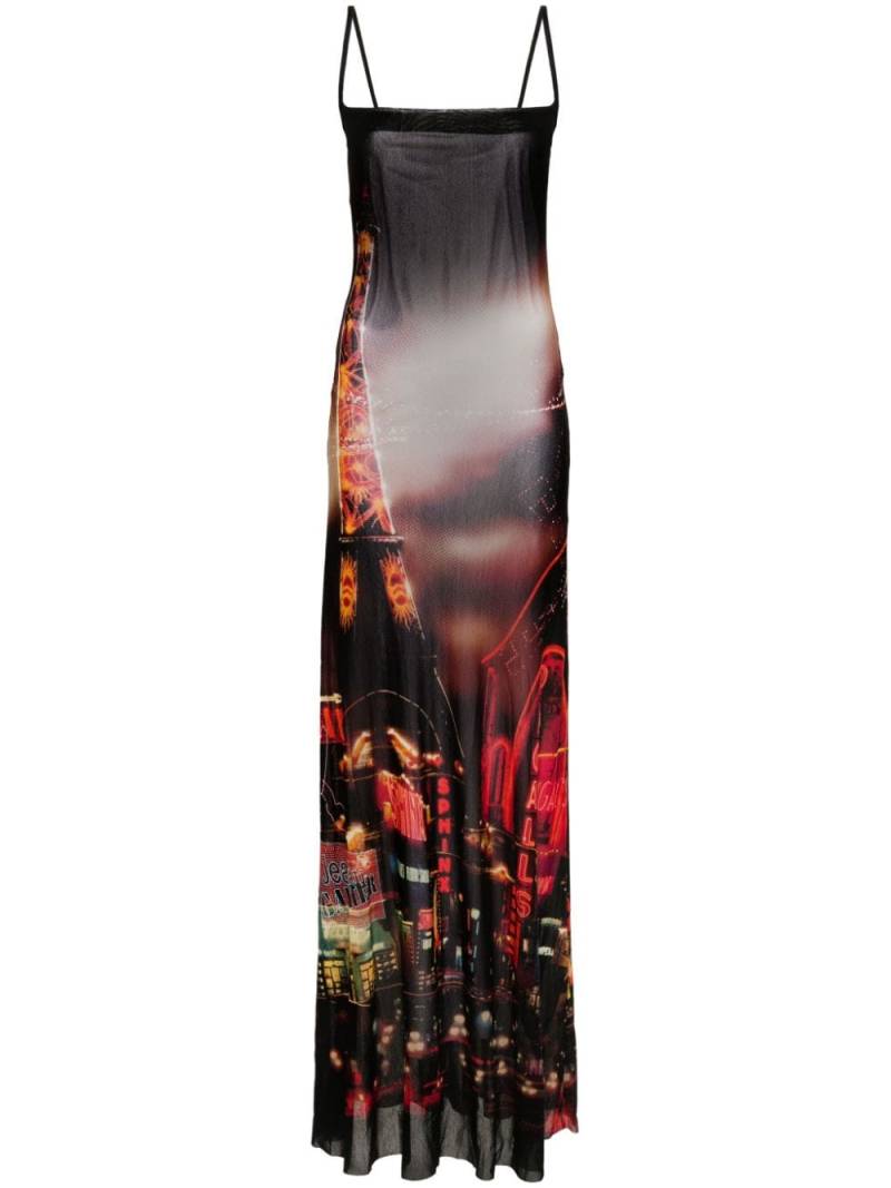 Jean Paul Gaultier Pigalle-print mesh maxi dress - Black von Jean Paul Gaultier