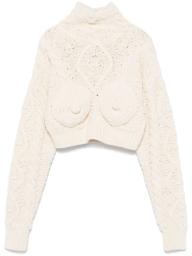 Jean Paul Gaultier conical-bra detail cropped sweater - White von Jean Paul Gaultier