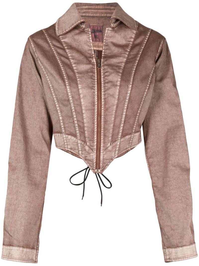 Jean Paul Gaultier cropped corset-style denim jacket - Brown von Jean Paul Gaultier